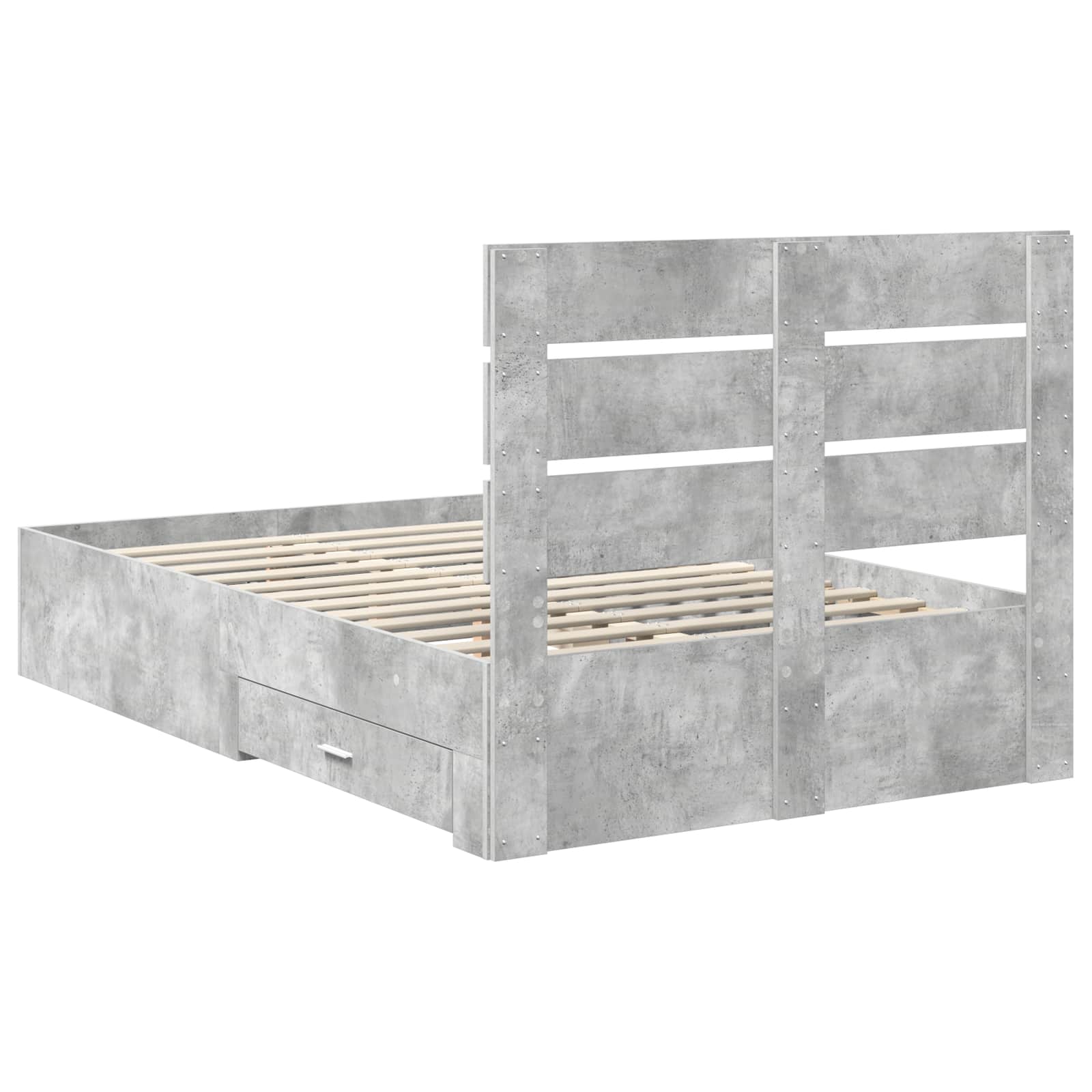 Sengestamme Med Skuff Betonggrå 135 X 190 Cm Konstruert Tre