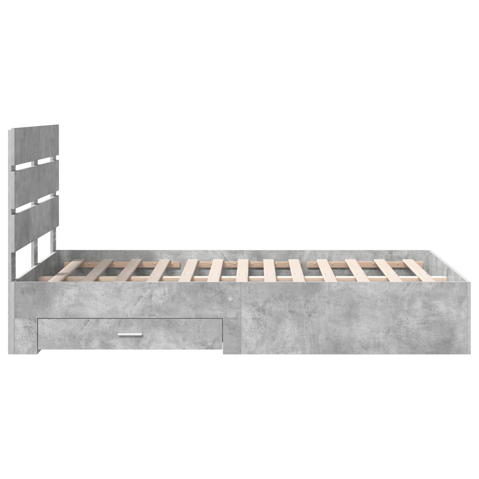 Sengestamme Med Skuff Betonggrå 135 X 190 Cm Konstruert Tre