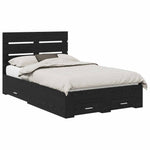 Sengestamme Med Skuff Svart Eik 120 X 190 Cm Konstruert Tre