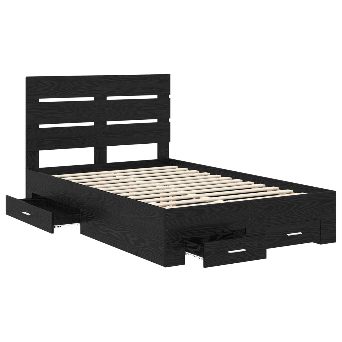 Sengestamme Med Skuff Svart Eik 120 X 190 Cm Konstruert Tre