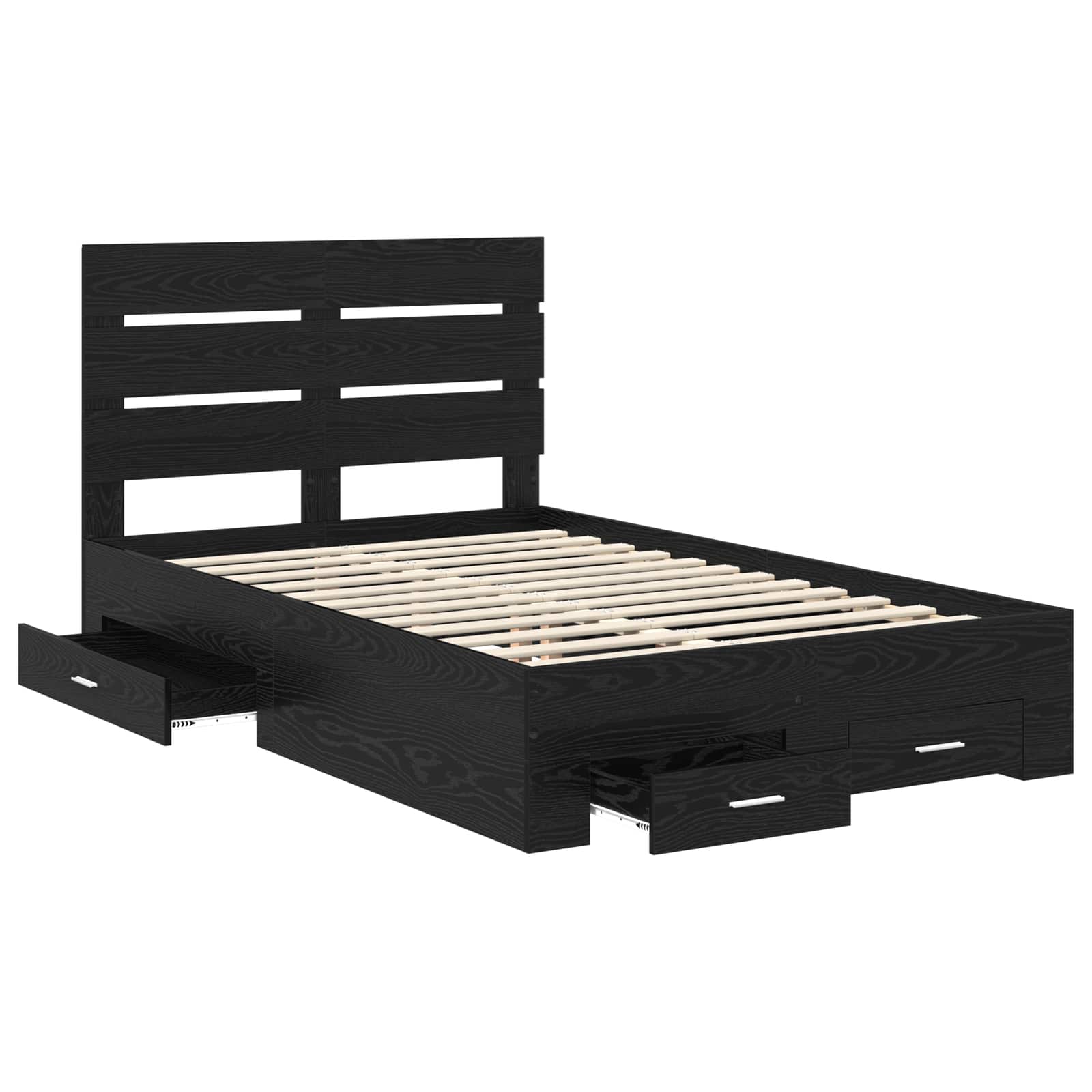 Sengestamme Med Skuff Svart Eik 120 X 190 Cm Konstruert Tre