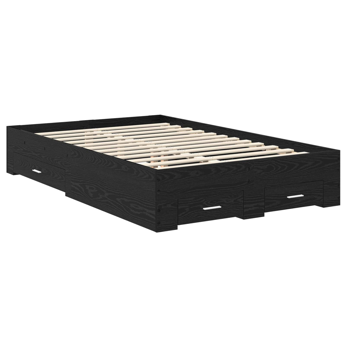 Sengestamme Med Skuff Svart Eik 120 X 190 Cm Konstruert Tre