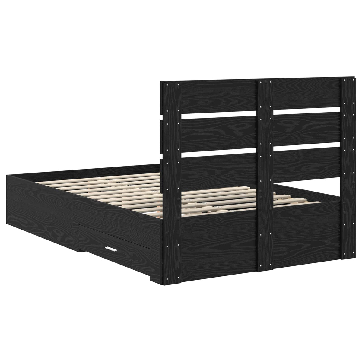 Sengestamme Med Skuff Svart Eik 120 X 190 Cm Konstruert Tre