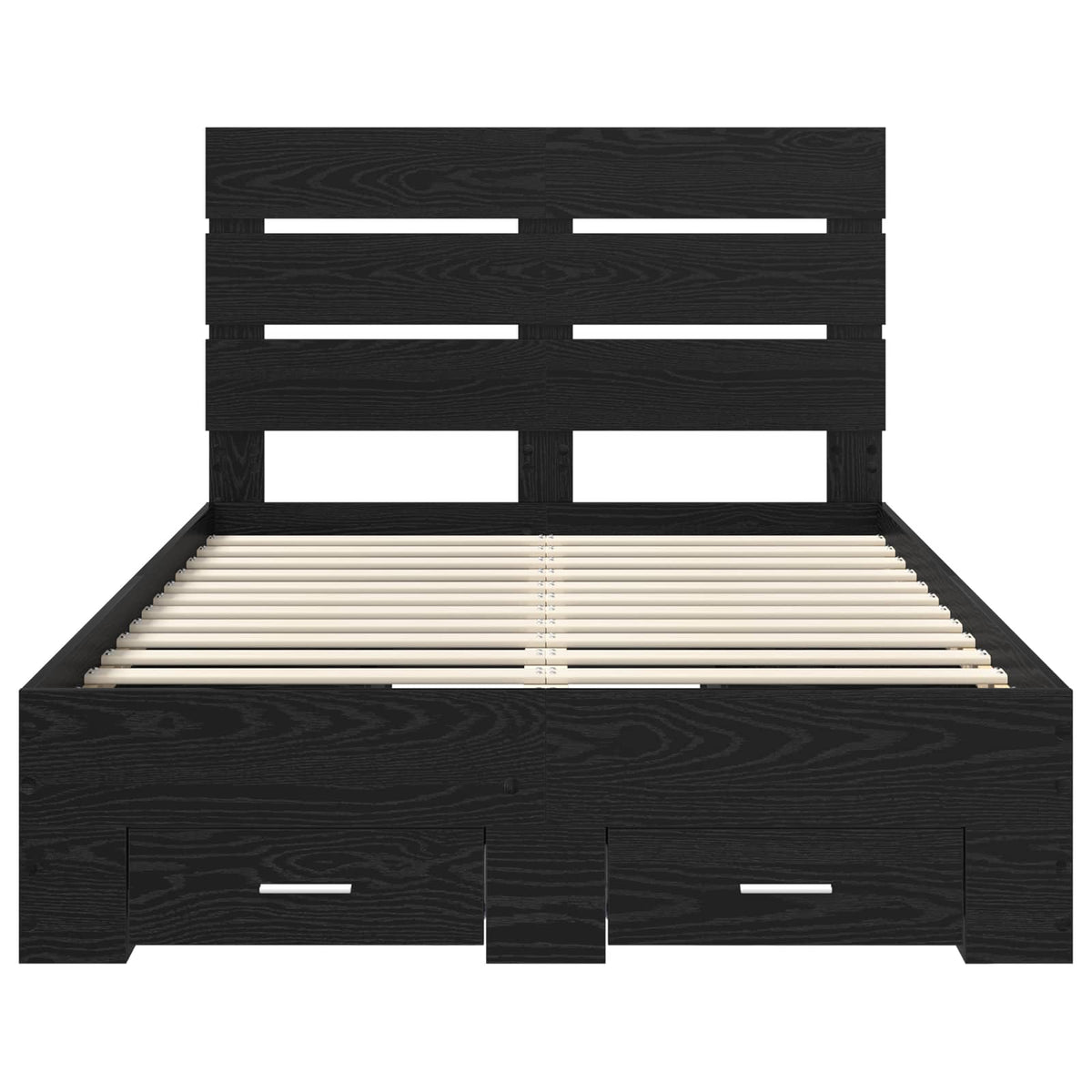 Sengestamme Med Skuff Svart Eik 120 X 190 Cm Konstruert Tre