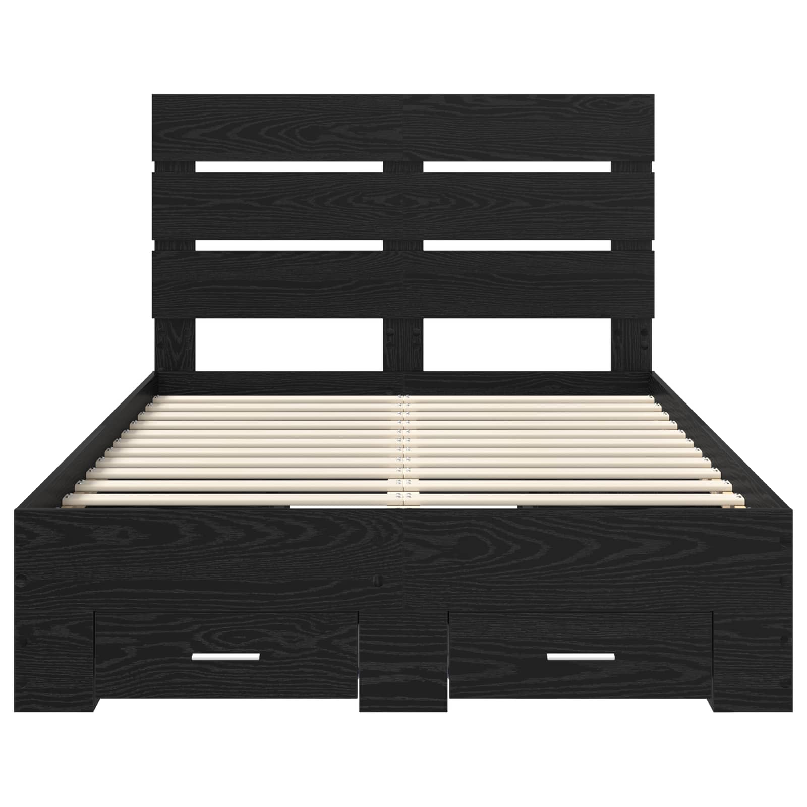 Sengestamme Med Skuff Svart Eik 120 X 190 Cm Konstruert Tre
