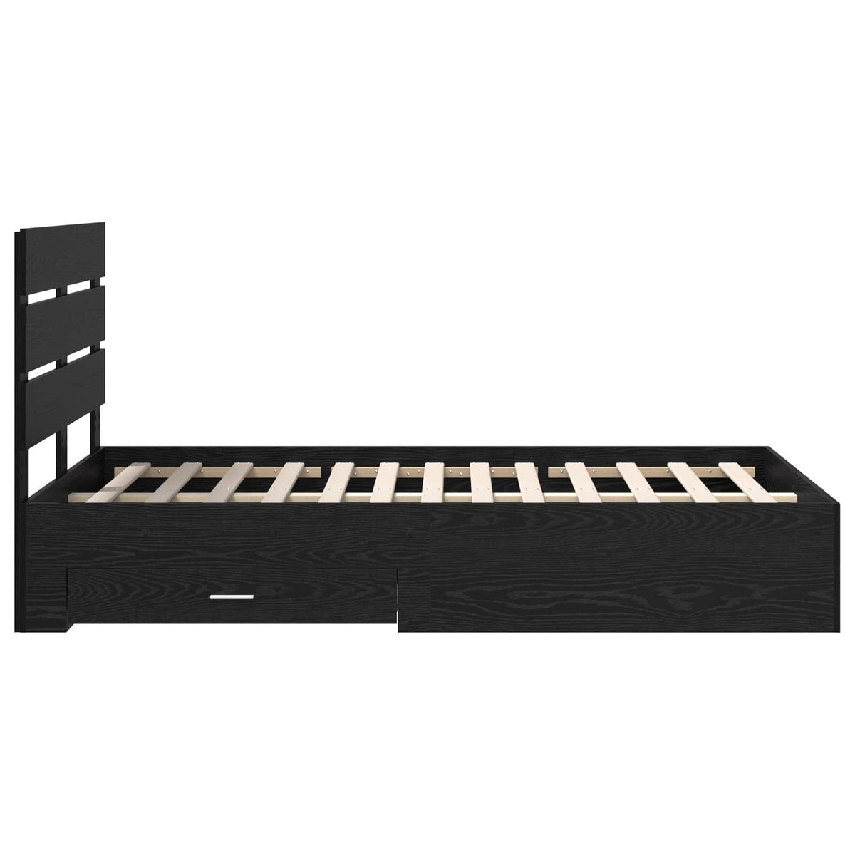 Sengestamme Med Skuff Svart Eik 120 X 190 Cm Konstruert Tre