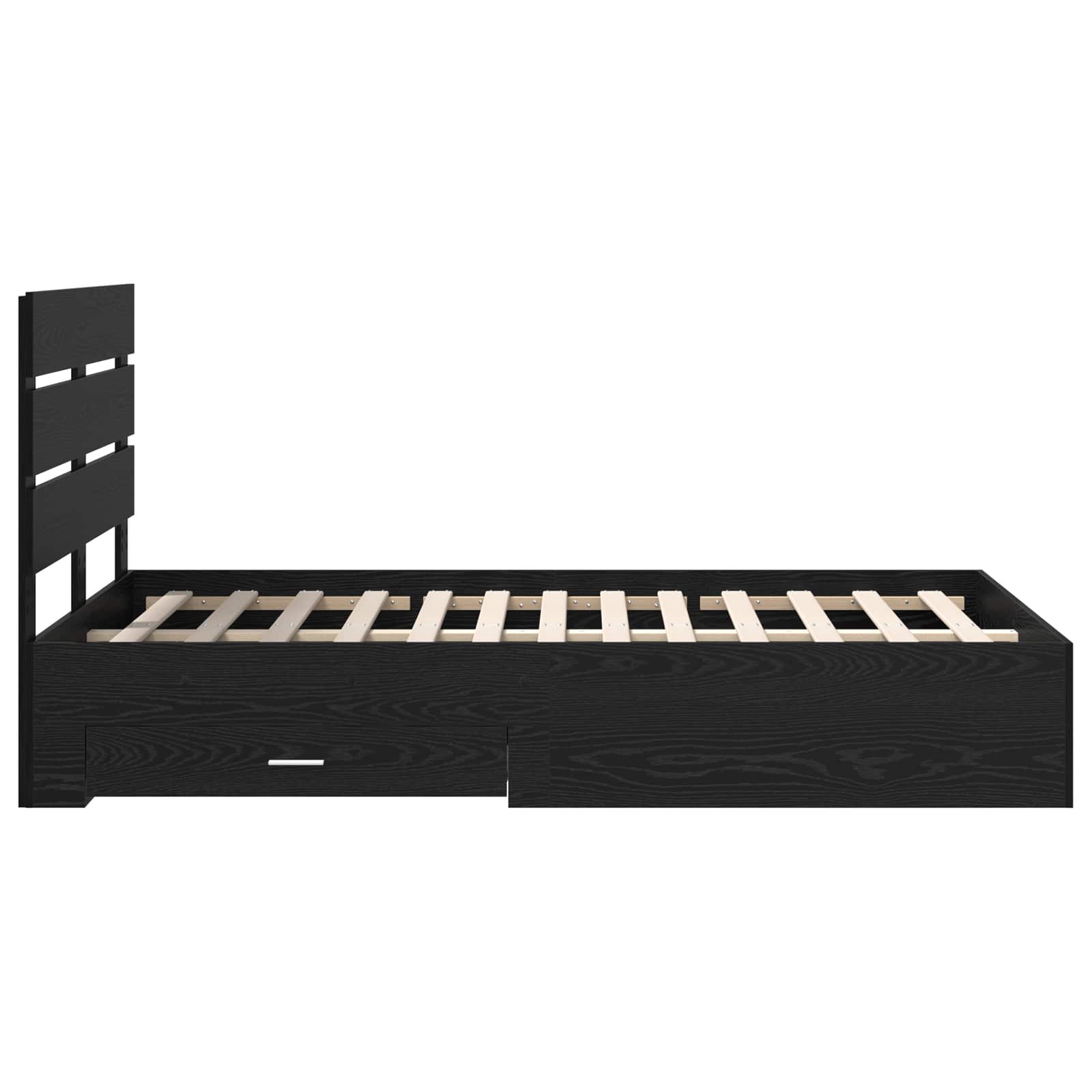 Sengestamme Med Skuff Svart Eik 120 X 190 Cm Konstruert Tre
