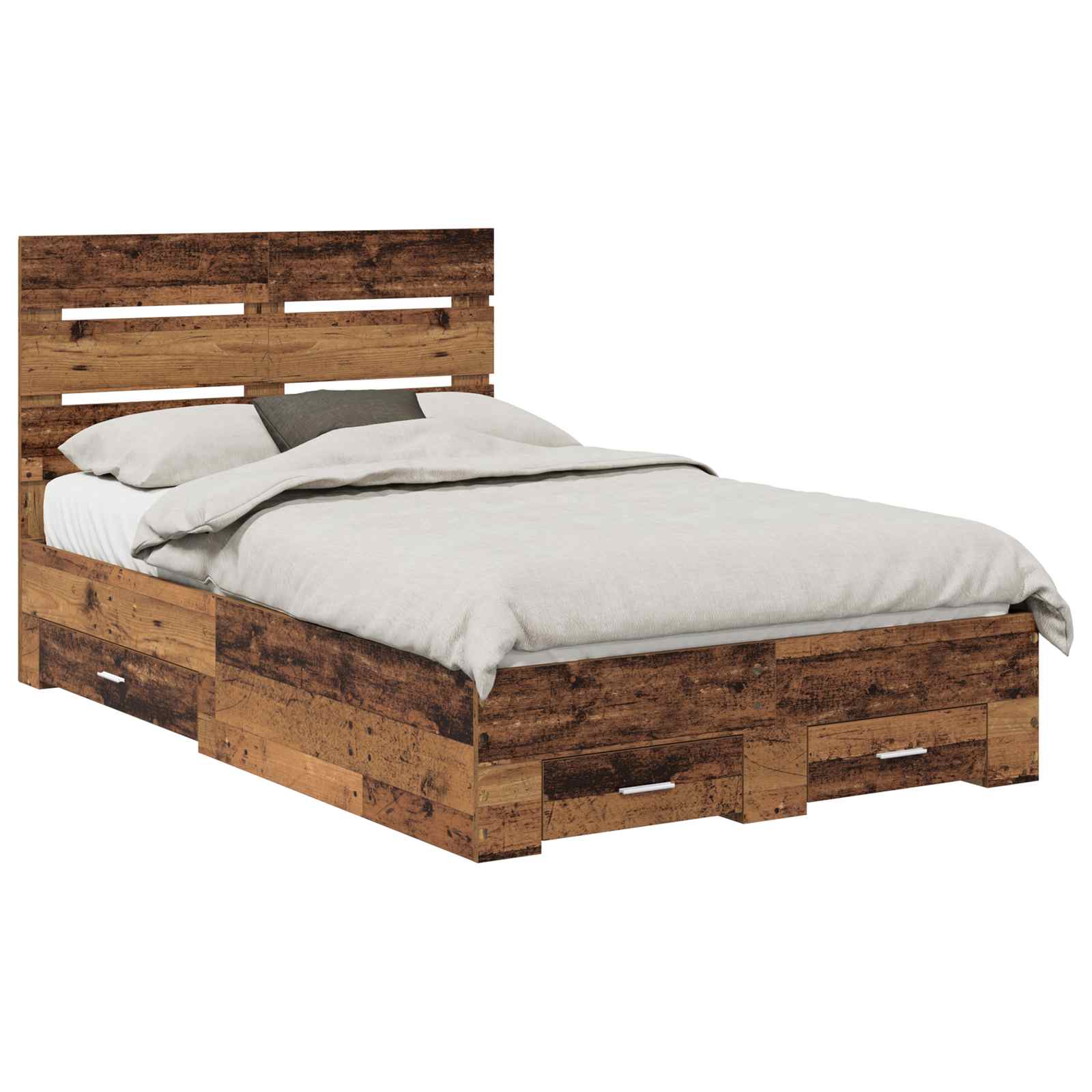 Sengestamme Med Skuff Gammelt Tre 120 X 190 Cm Konstruert Tre