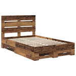 Sengestamme Med Skuff Gammelt Tre 120 X 190 Cm Konstruert Tre