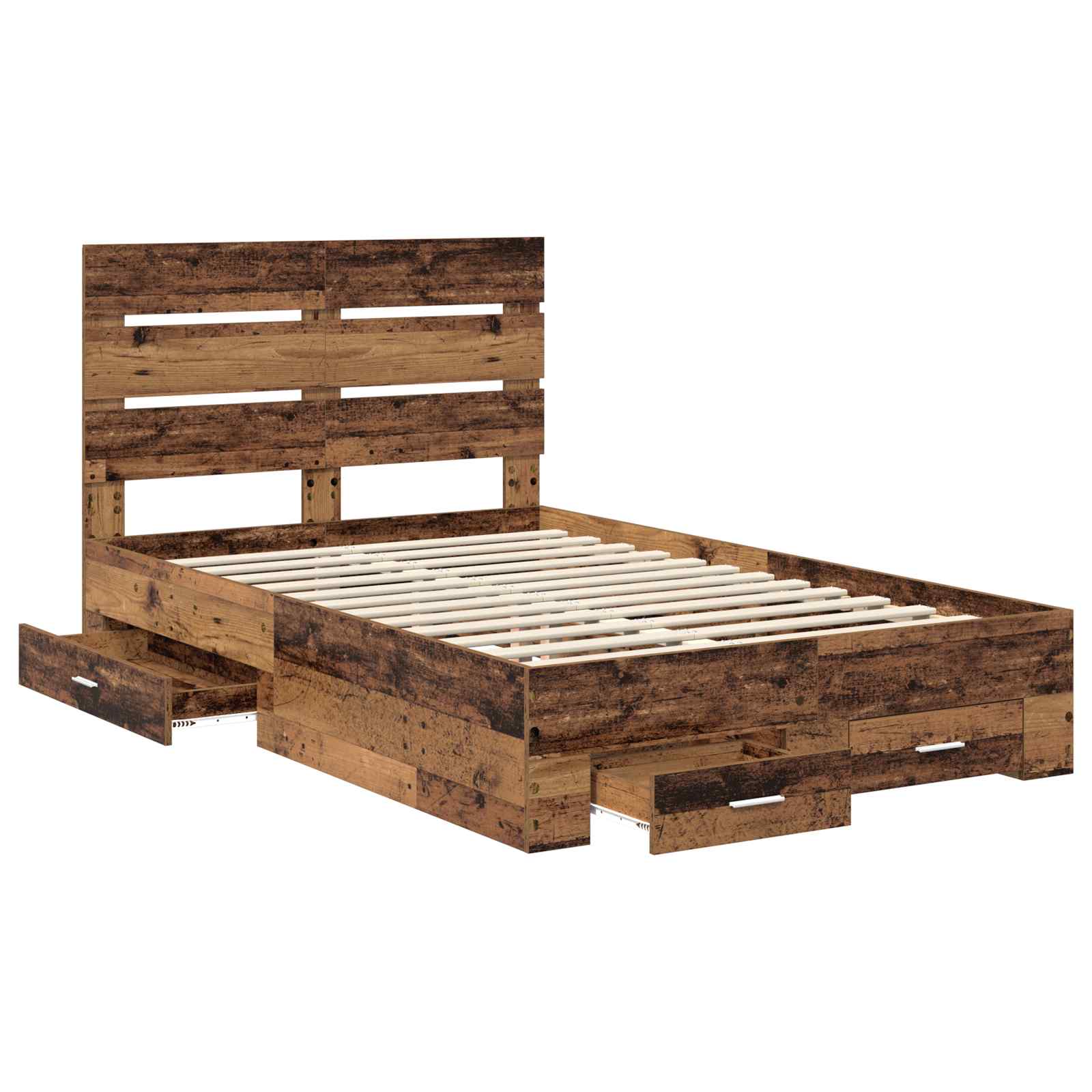 Sengestamme Med Skuff Gammelt Tre 120 X 190 Cm Konstruert Tre