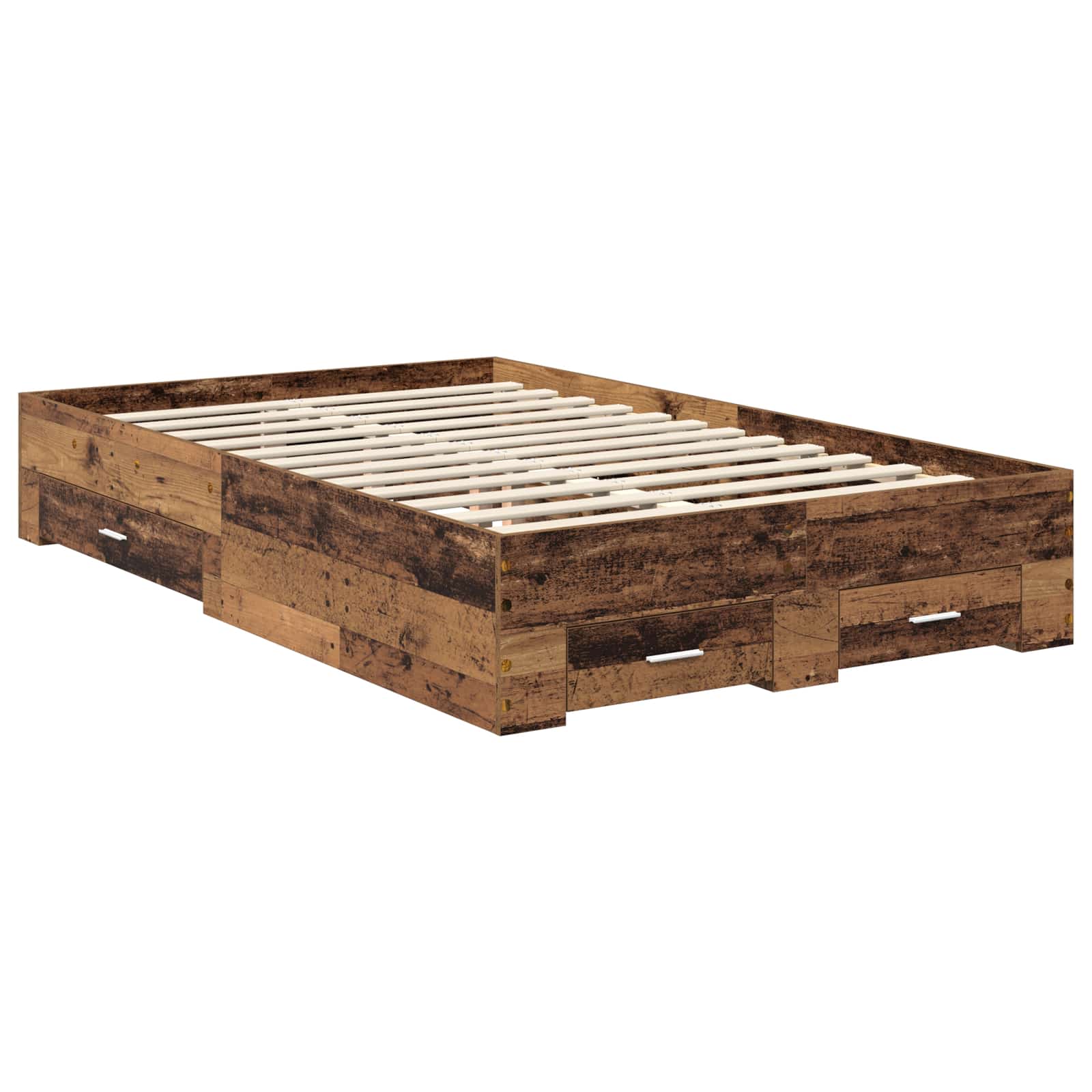 Sengestamme Med Skuff Gammelt Tre 120 X 190 Cm Konstruert Tre