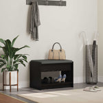 Gangbenk Svart Eik 63 X 38 X 45 Cm Konstruert Treverk Og Stoff