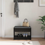 Gangbenk Svart Eik 63 X 38 X 45 Cm Konstruert Treverk Og Stoff