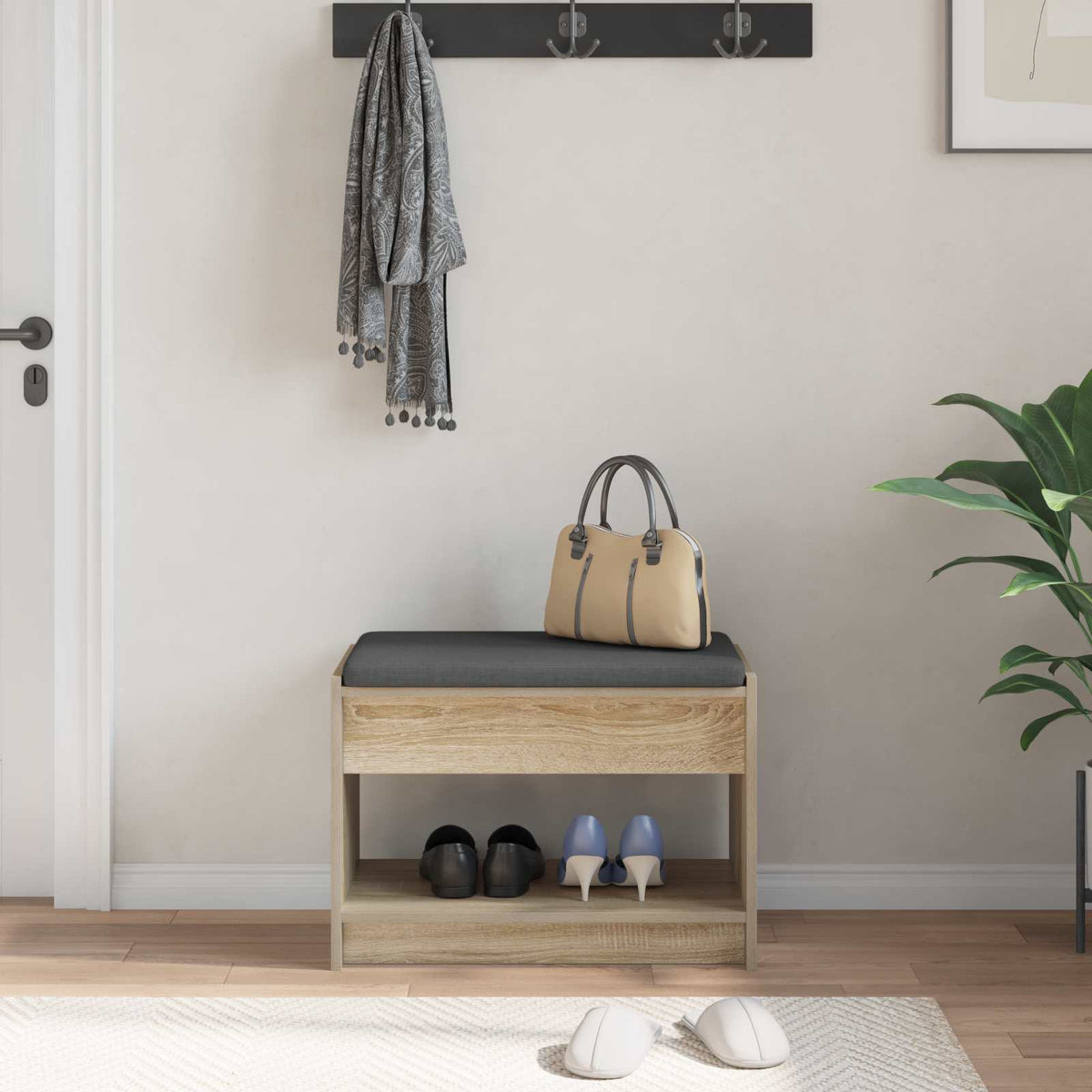 Gangbenk Sonoma Eik 63 X 38 X 45 Cm Konstruert Treverk Og Stoff