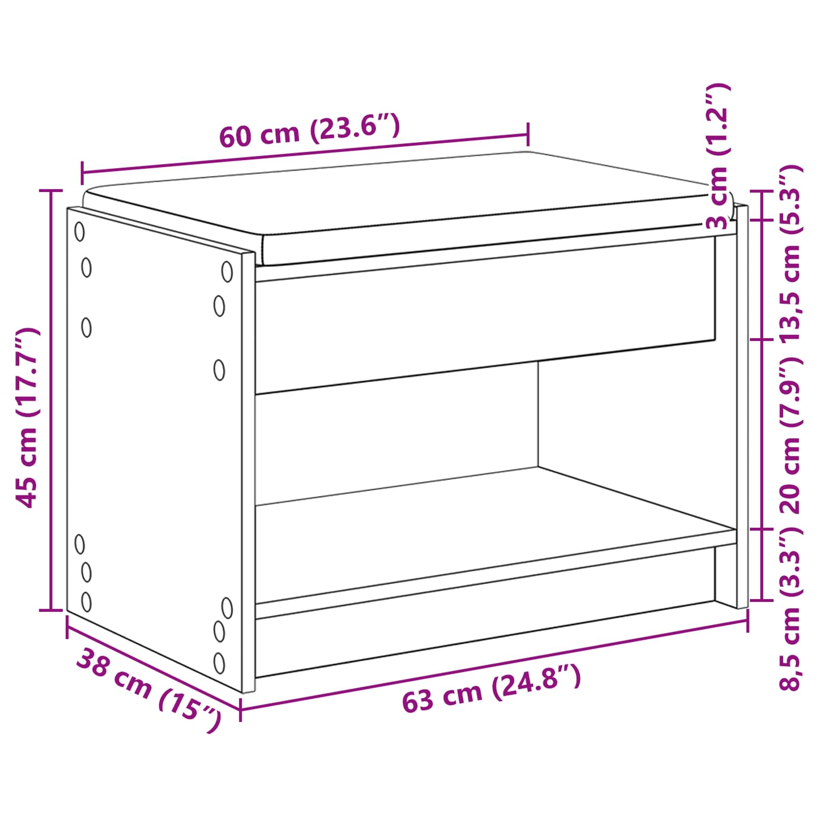 Gangbenk Betonggrå 63 X 38 X 45 Cm Konstruert Treverk Og Stoff