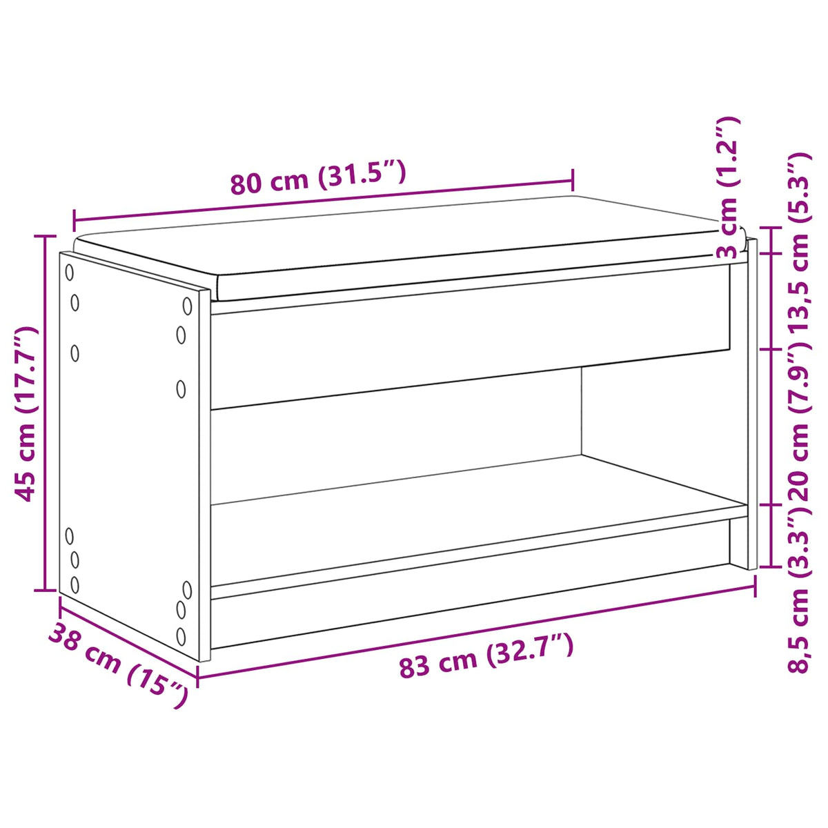 Gangbenk Hvit 83 X 38 X 45 Cm Konstruert Treverk Og Stoff