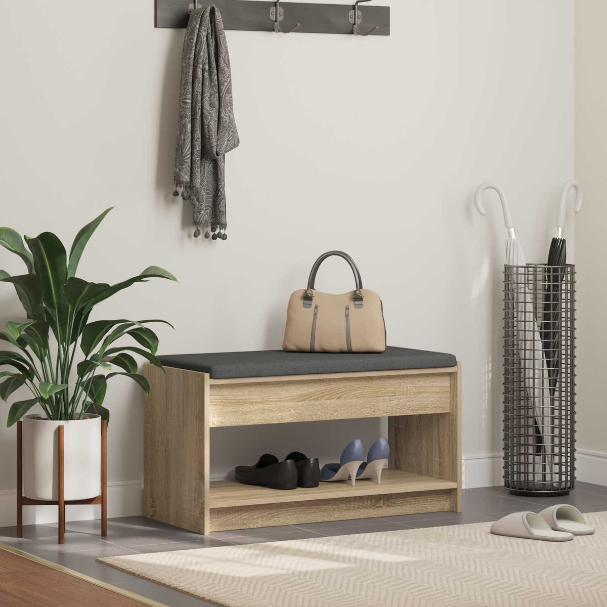 Gangbenk Sonoma Eik 83 X 38 X 45 Cm Konstruert Treverk Og Stoff
