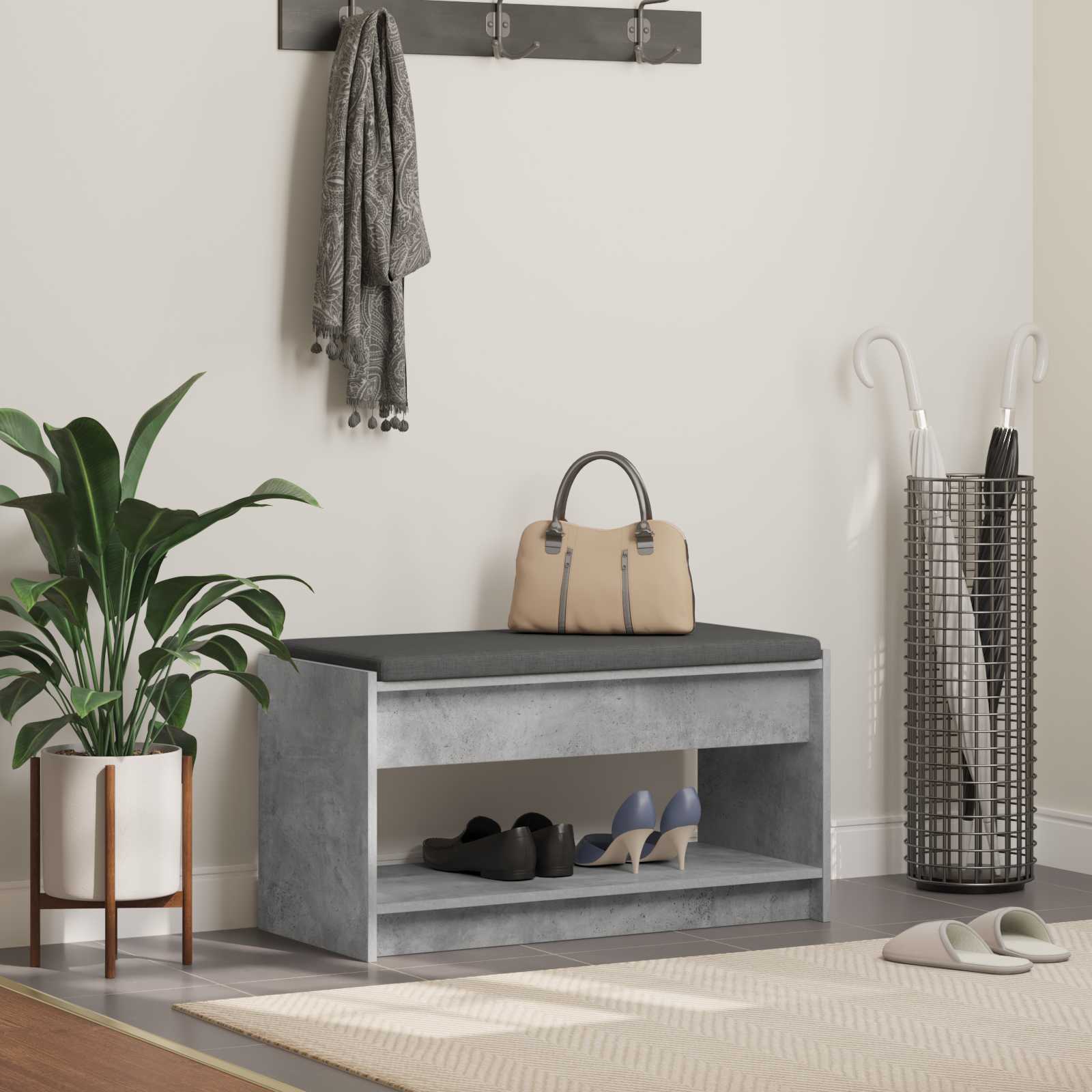 Gangbenk Betonggrå 83 X 38 X 45 Cm Konstruert Treverk Og Stoff