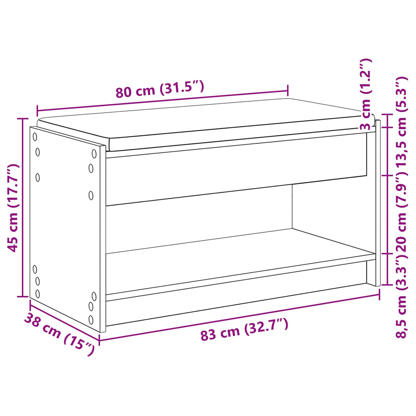 Gangbenk Betonggrå 83 X 38 X 45 Cm Konstruert Treverk Og Stoff