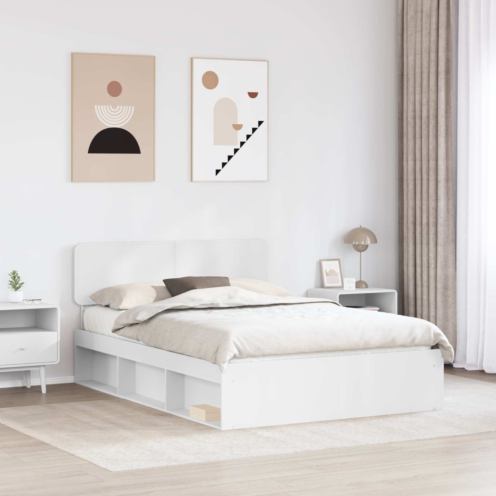 Sengestamme Med Hodegjerde Hvit 160 X 200 Cm Massiv Furu