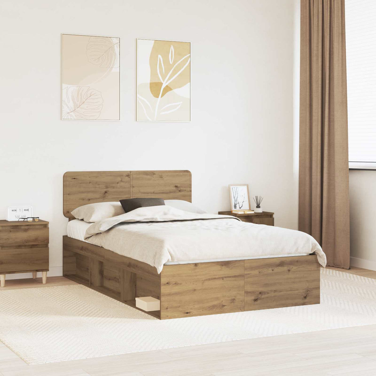 Sengestamme Kunstnerisk Eik 135 X 190 Cm Massiv Furu