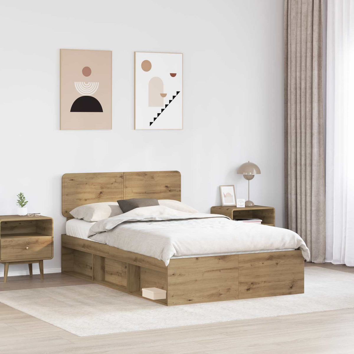 Sengestamme Kunstnerisk Eik 135 X 190 Cm Massiv Furu