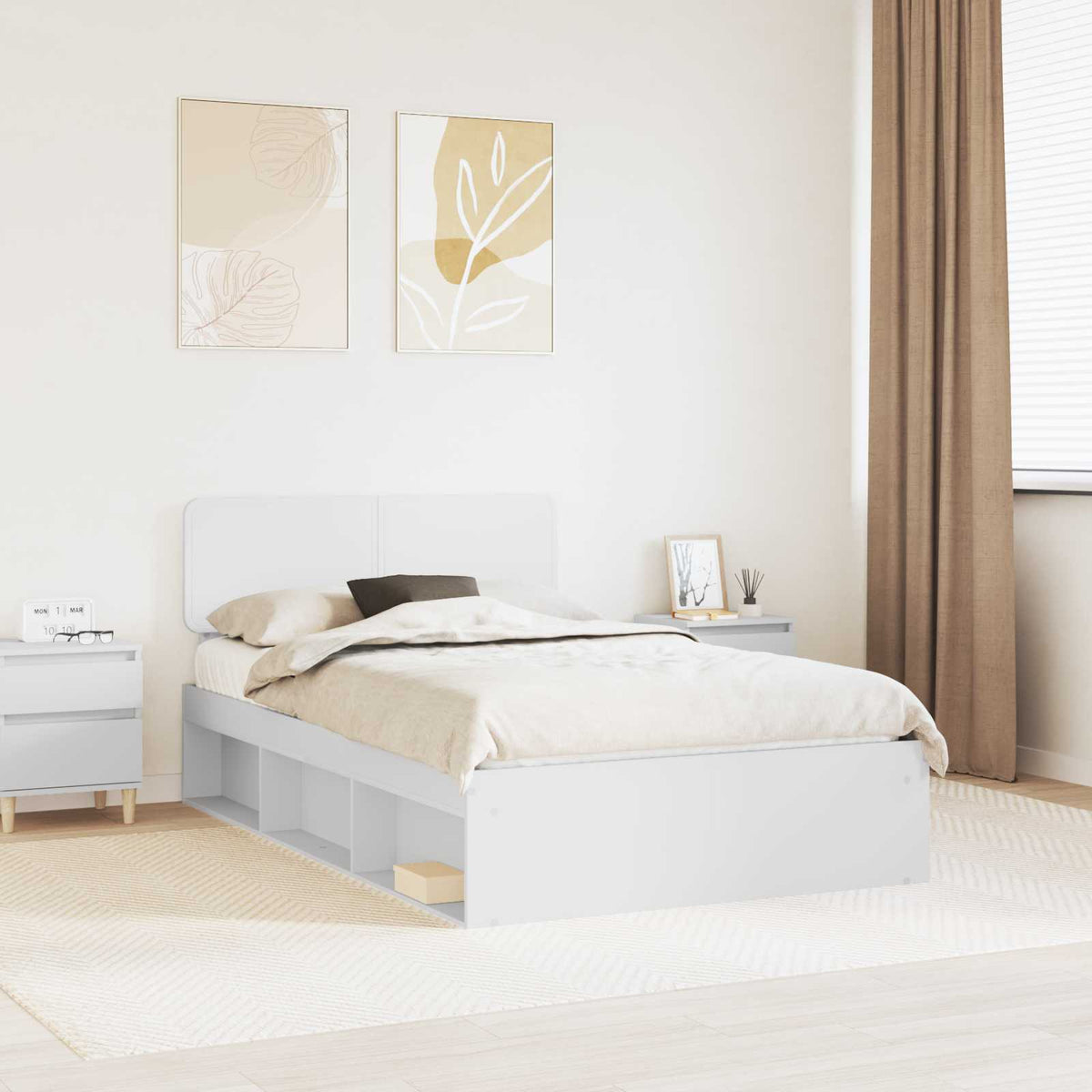 Sengestamme Med Hodegjerde Hvit 120 X 200 Cm Massiv Furu