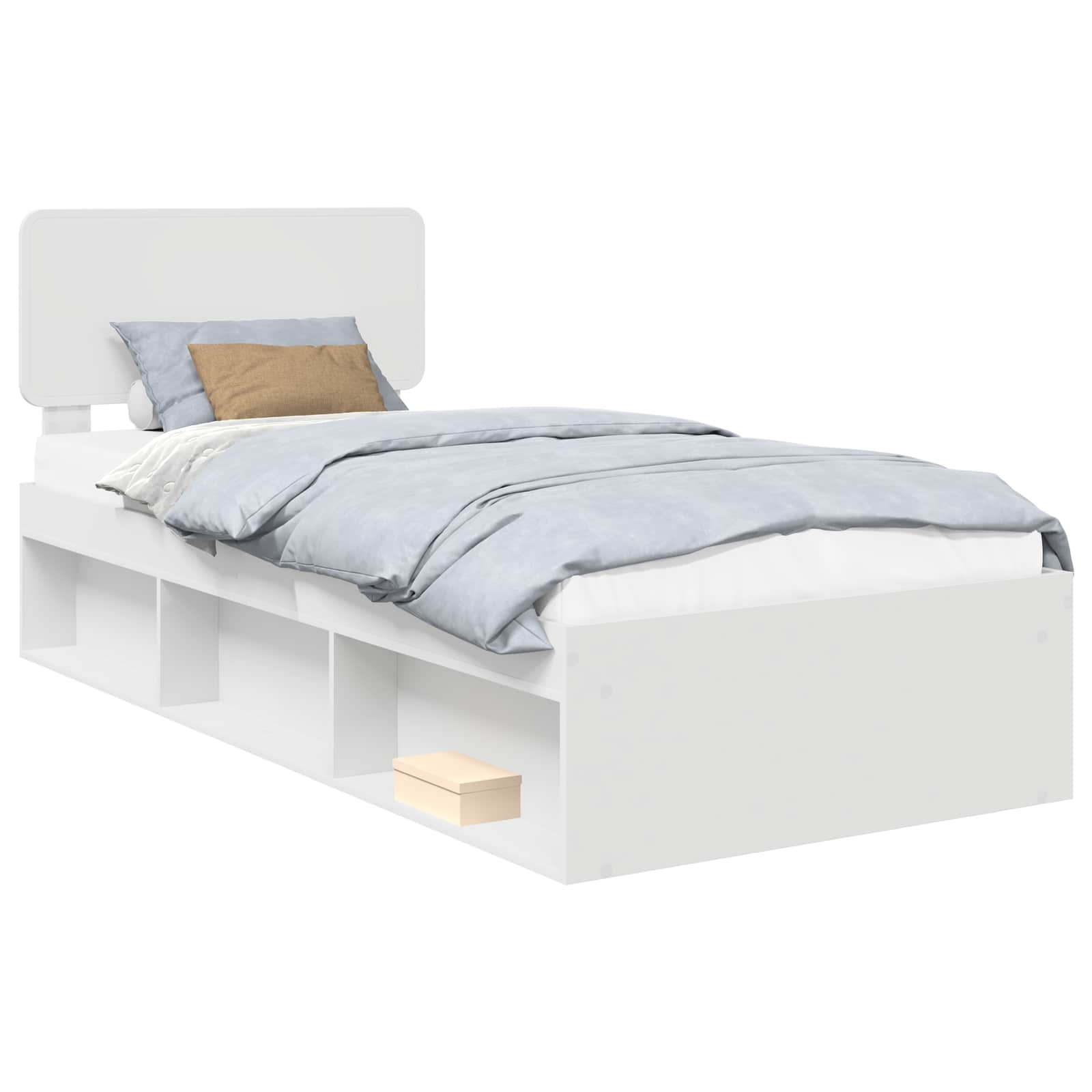 Sengestamme Med Hodegjerde Hvit 100 X 200 Cm Massiv Furu