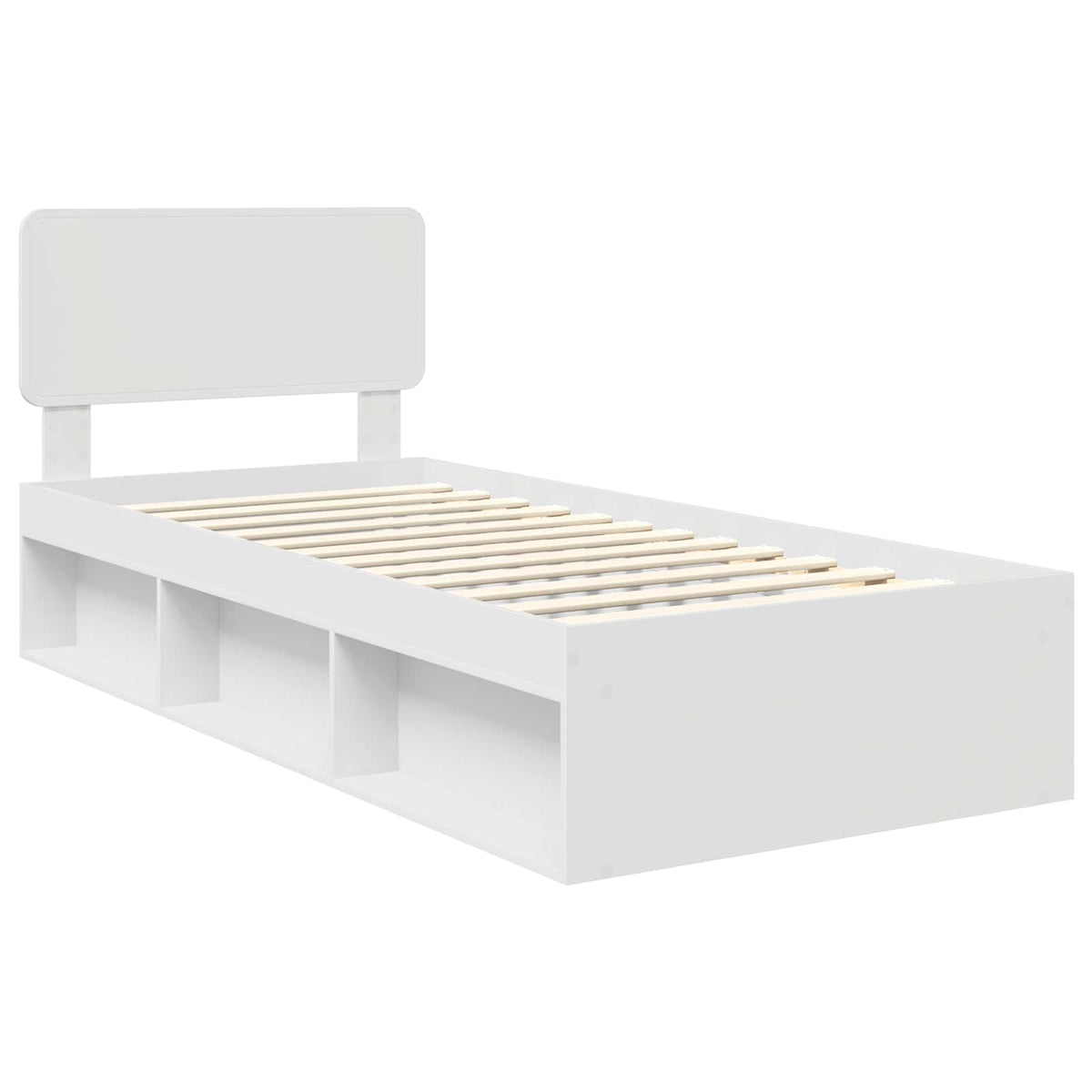 Sengestamme Med Hodegjerde Hvit 100 X 200 Cm Massiv Furu