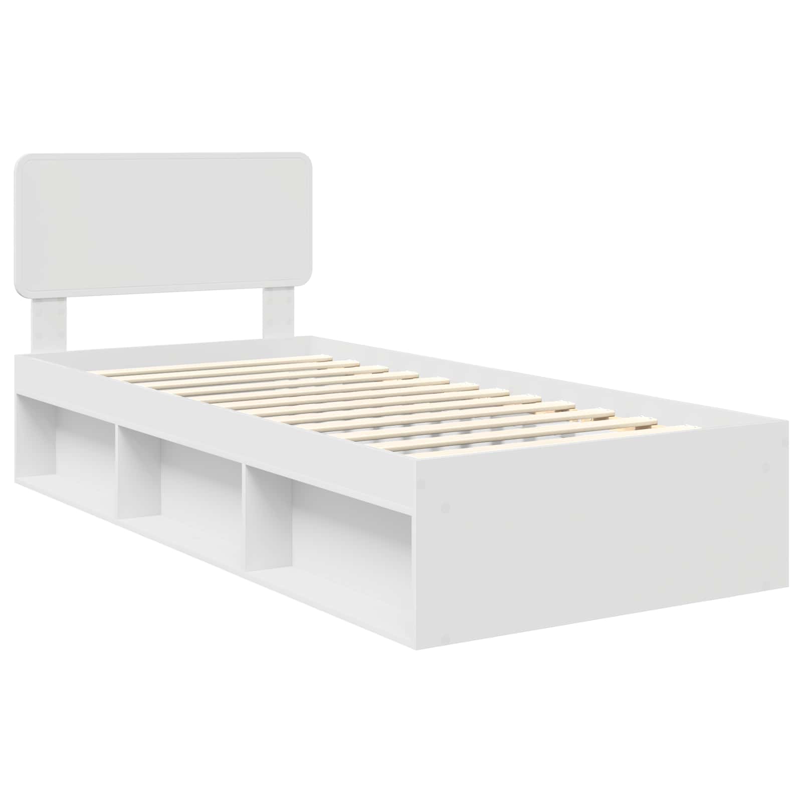 Sengestamme Med Hodegjerde Hvit 100 X 200 Cm Massiv Furu