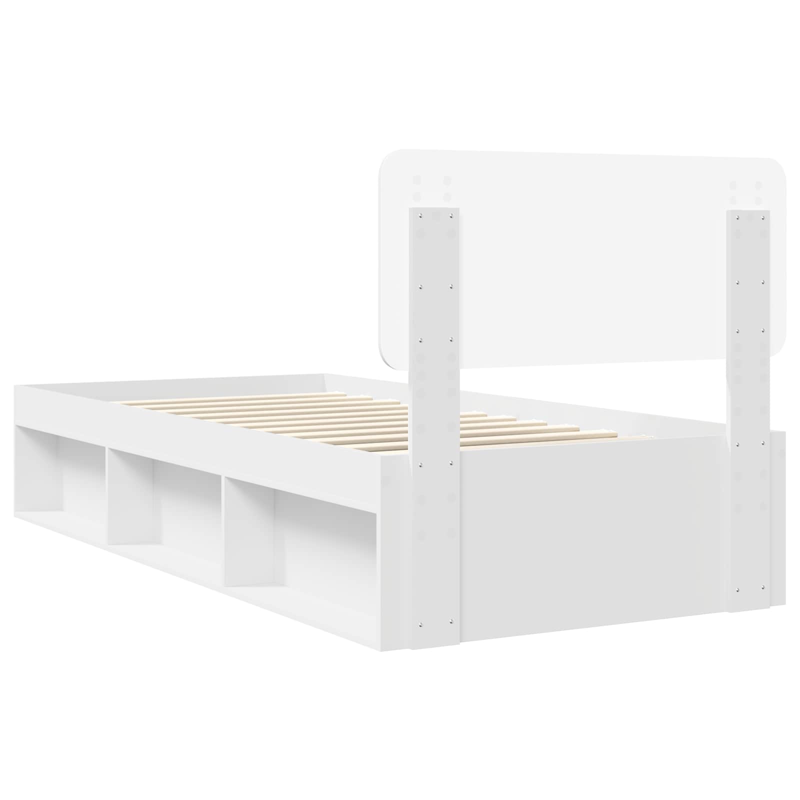 Sengestamme Med Hodegjerde Hvit 100 X 200 Cm Massiv Furu