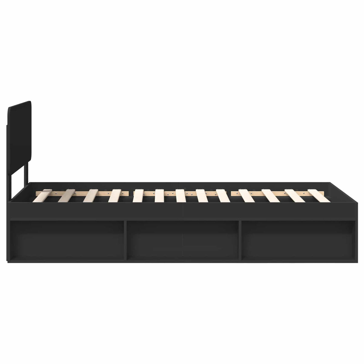 Sengestamme Med Hodegjerde Svart 100 X 200 Cm Massiv Furu