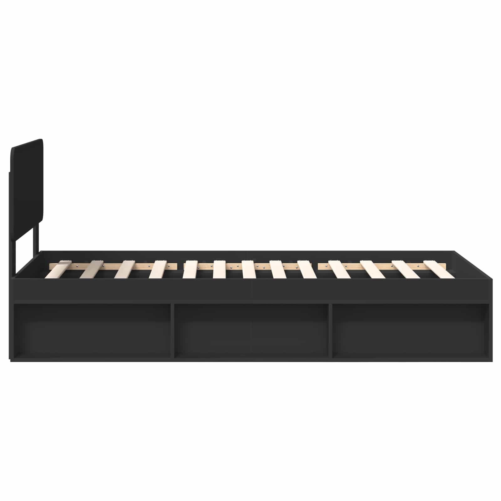Sengestamme Med Hodegjerde Svart 100 X 200 Cm Massiv Furu
