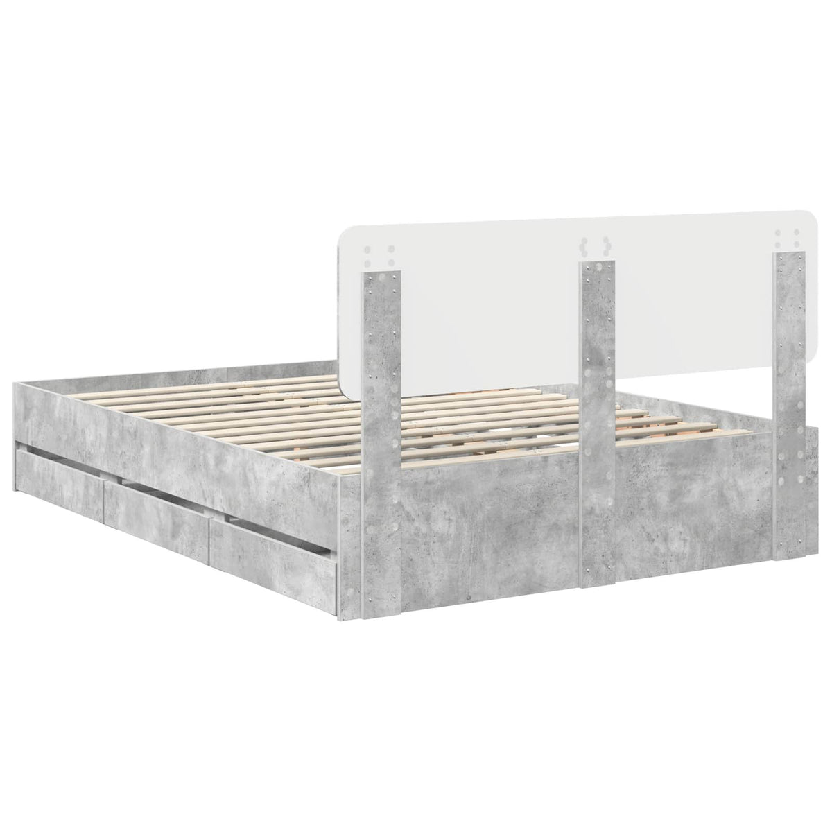Sengestamme Med Skuff Betonggrå 150 X 200 Cm Ingeniørtre