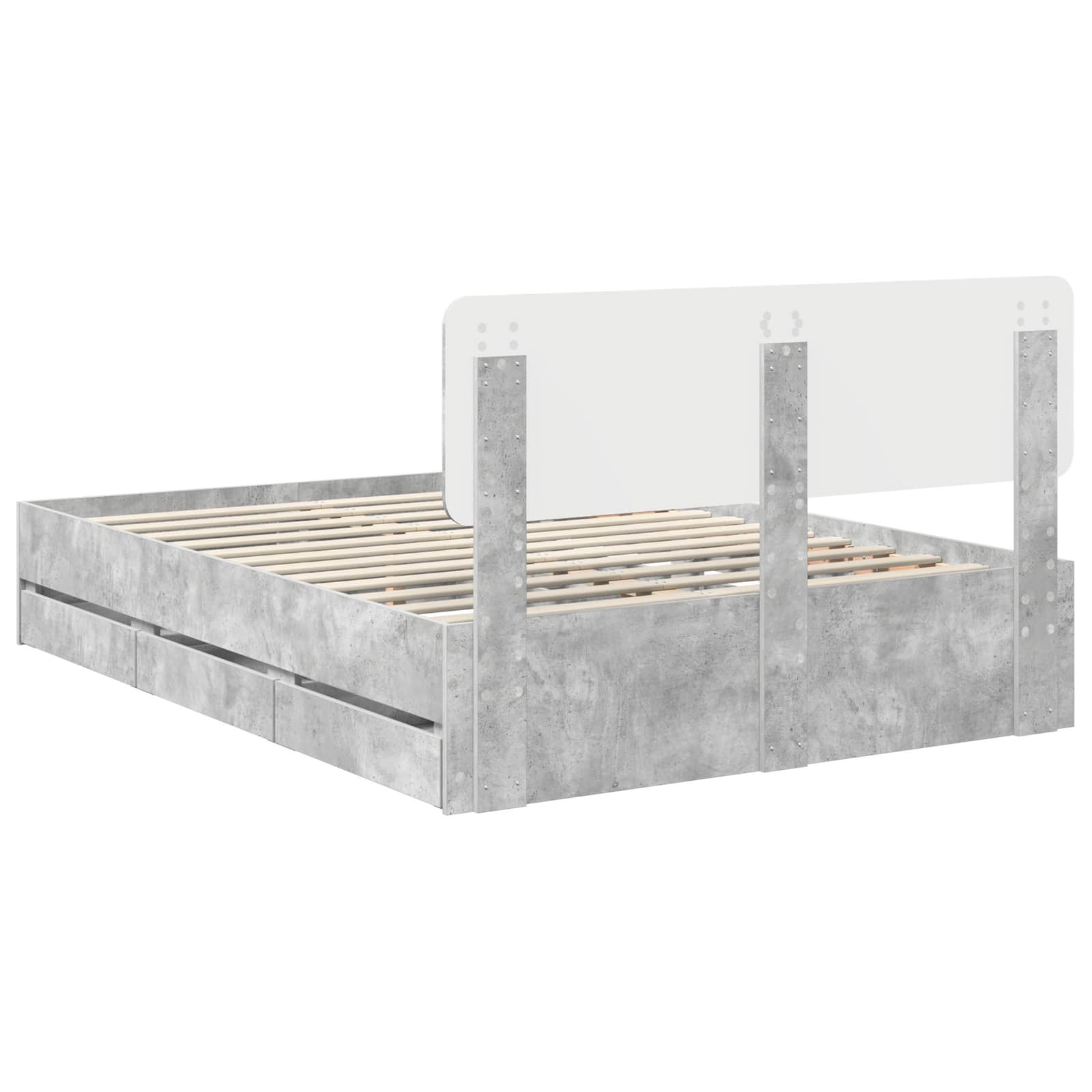 Sengestamme Med Skuff Betonggrå 150 X 200 Cm Ingeniørtre