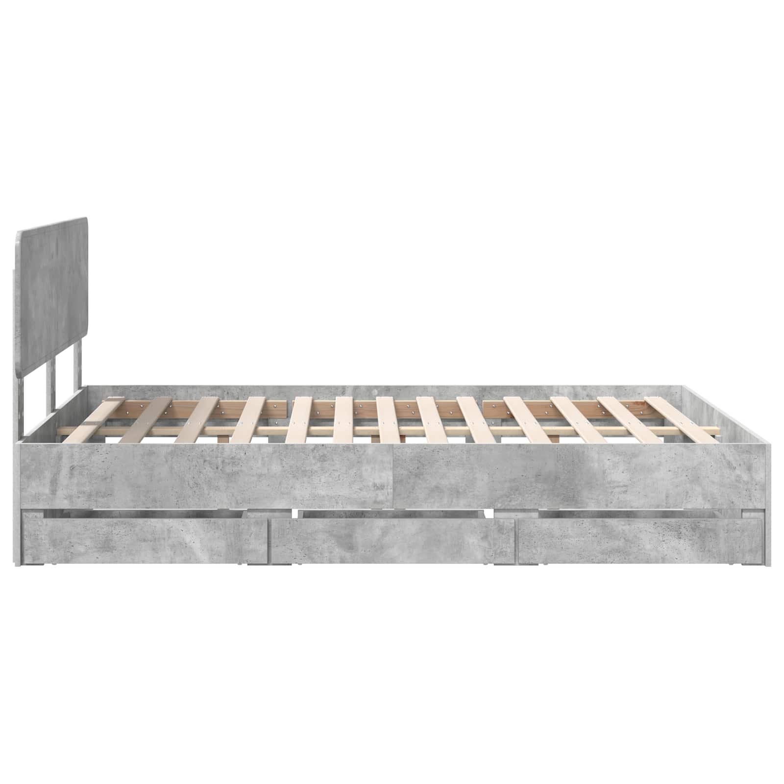 Sengestamme Med Skuff Betonggrå 150 X 200 Cm Ingeniørtre