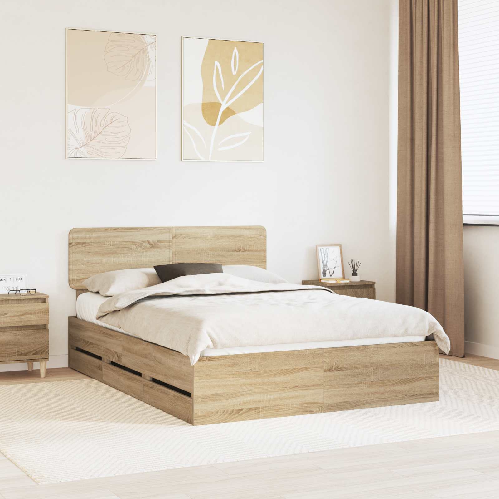 Sengestamme Med Skuff Sonoma Eik 140 X 190 Cm Ingeniørtre