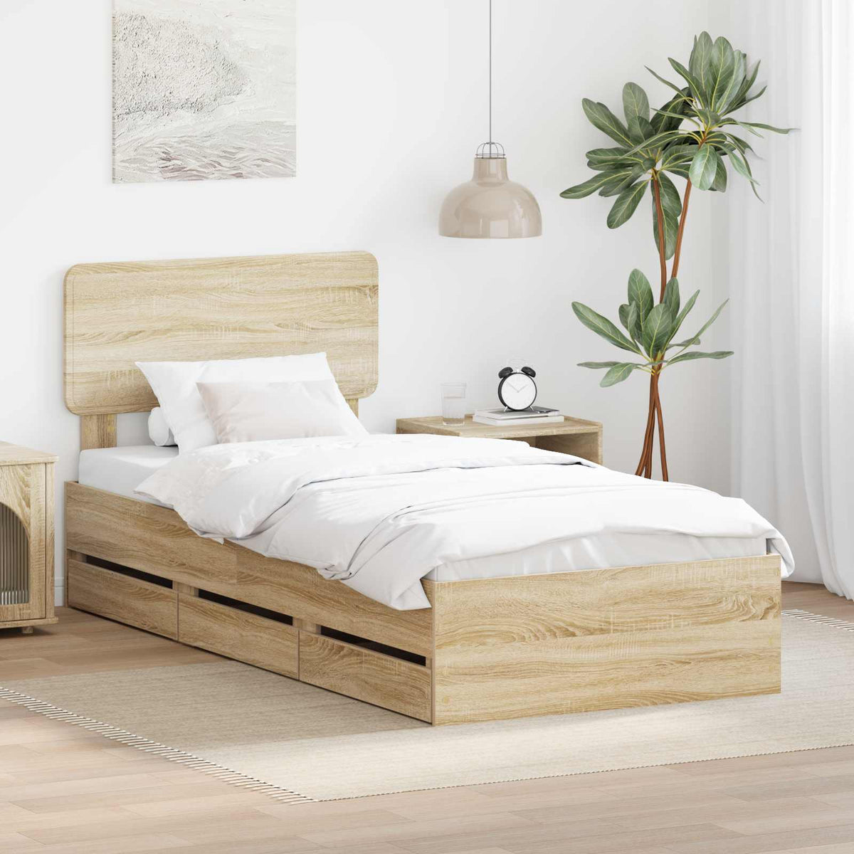 Sengestamme Med Skuff Sonoma Eik 75 X 190 Cm Ingeniørtre
