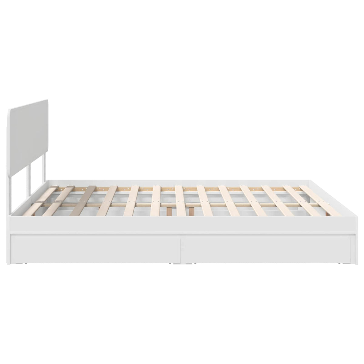 Seng Med Oppbevaring Med Skuff Hvit 180 X 200 Cm Konstruert Tre