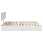 Seng Med Oppbevaring Med Skuff Hvit 180 X 200 Cm Konstruert Tre