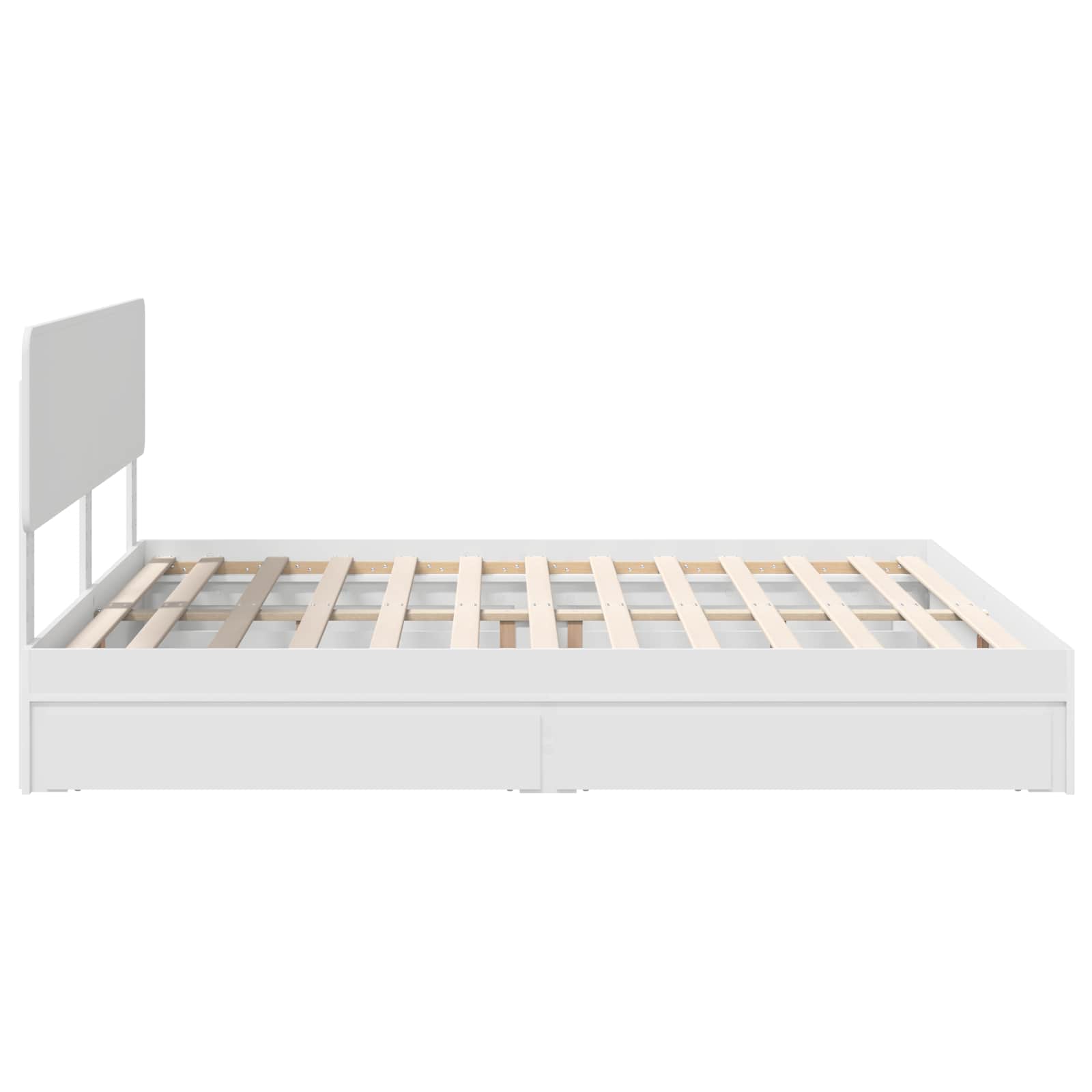 Seng Med Oppbevaring Med Skuff Hvit 180 X 200 Cm Konstruert Tre