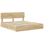 Seng Med Oppbevaring Sonoma Eik 180 X 200 Cm Konstruert Tre