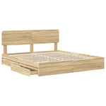 Seng Med Oppbevaring Sonoma Eik 180 X 200 Cm Konstruert Tre