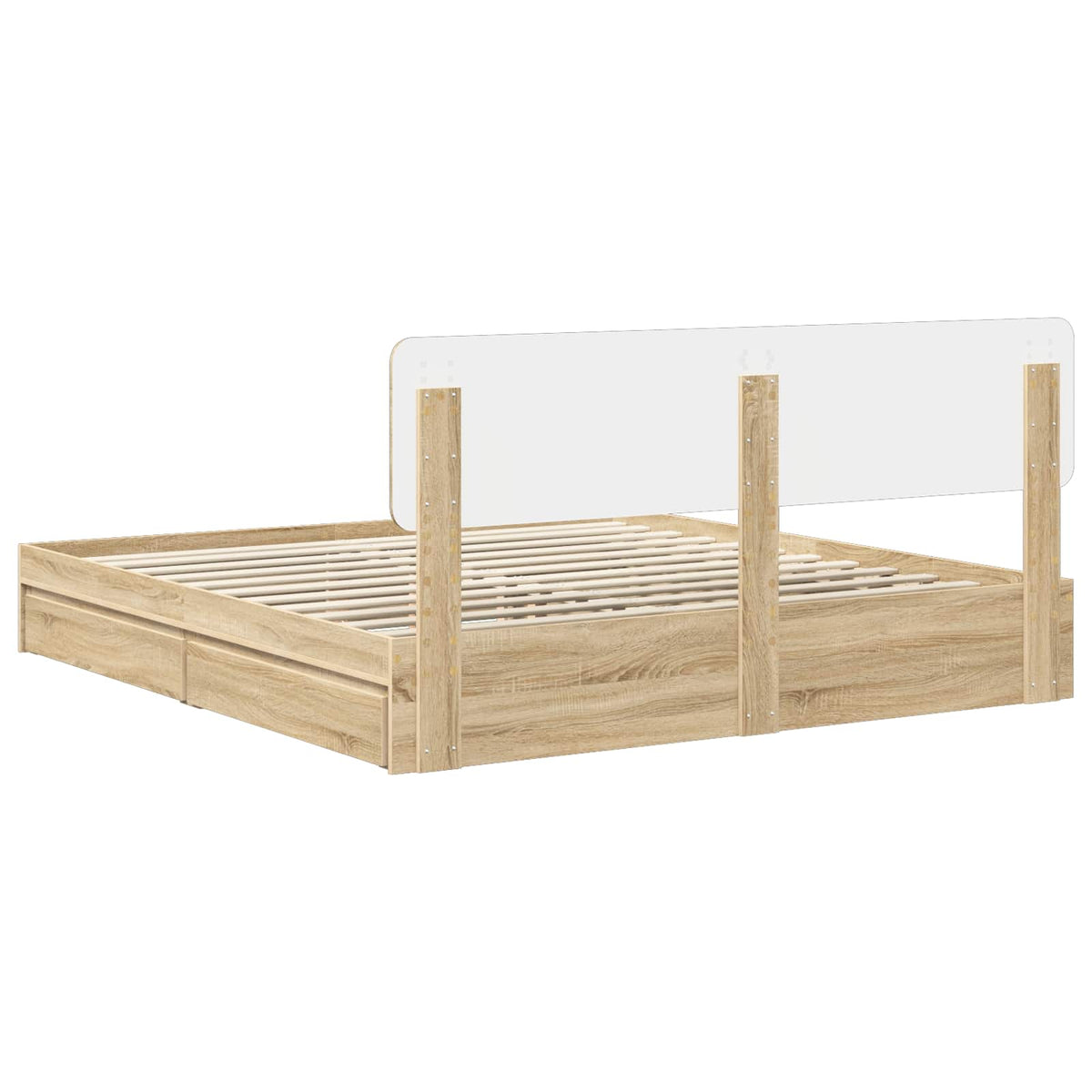 Seng Med Oppbevaring Sonoma Eik 180 X 200 Cm Konstruert Tre