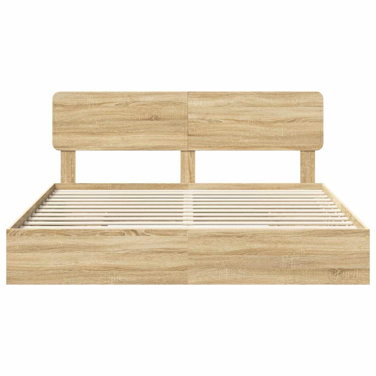 Seng Med Oppbevaring Sonoma Eik 180 X 200 Cm Konstruert Tre