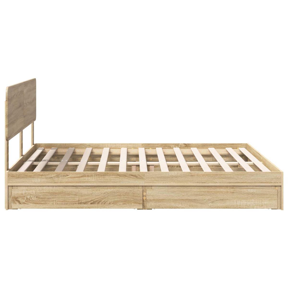 Seng Med Oppbevaring Sonoma Eik 180 X 200 Cm Konstruert Tre