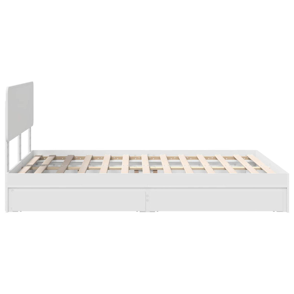 Seng Med Oppbevaring Med Skuff Hvit 160 X 200 Cm Konstruert Tre