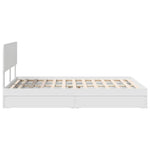 Seng Med Oppbevaring Med Skuff Hvit 160 X 200 Cm Konstruert Tre