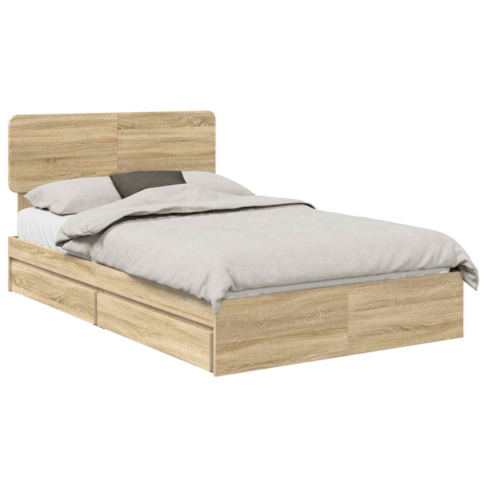 Seng Med Oppbevaring Sonoma Eik 120 X 200 Cm Konstruert Tre