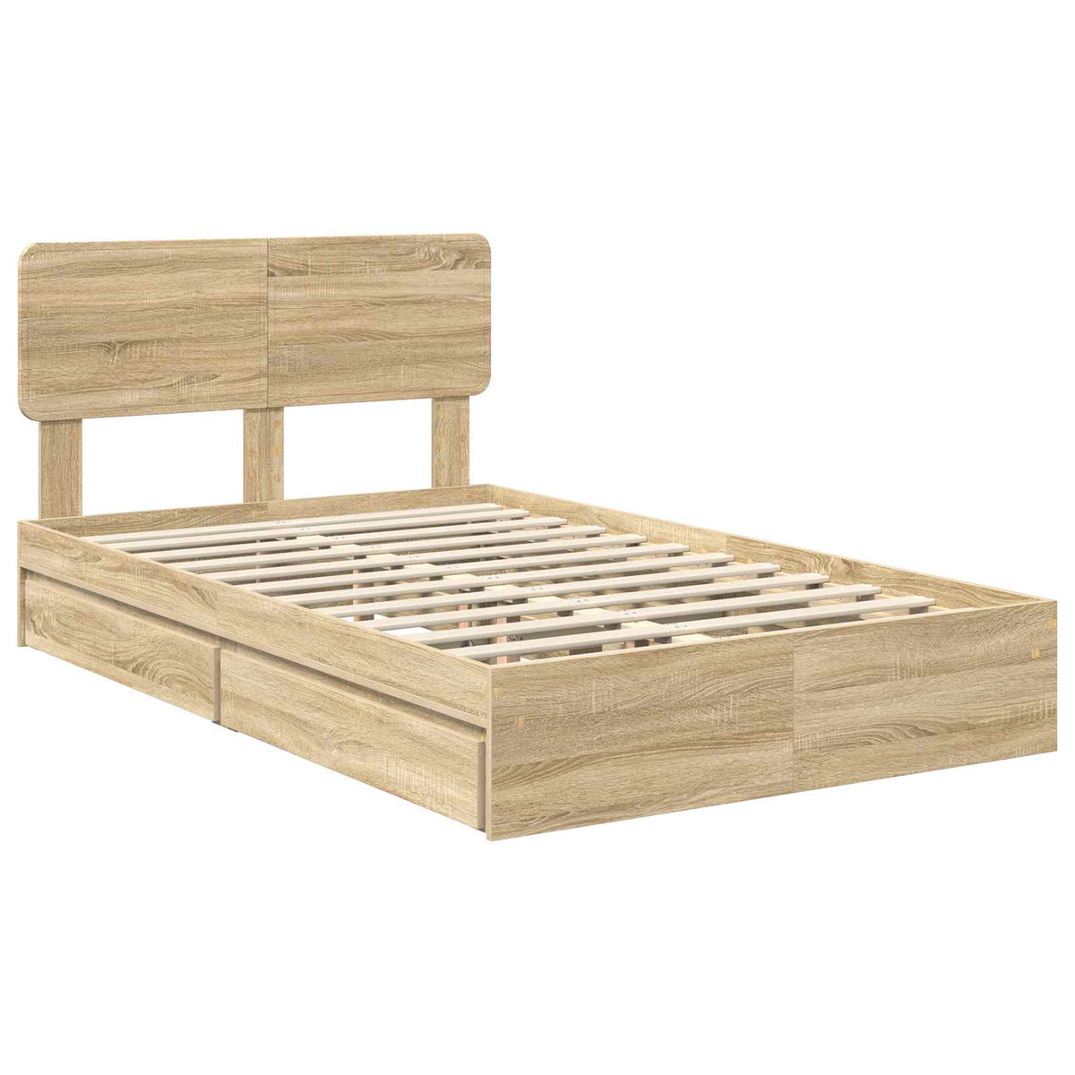 Seng Med Oppbevaring Sonoma Eik 120 X 200 Cm Konstruert Tre
